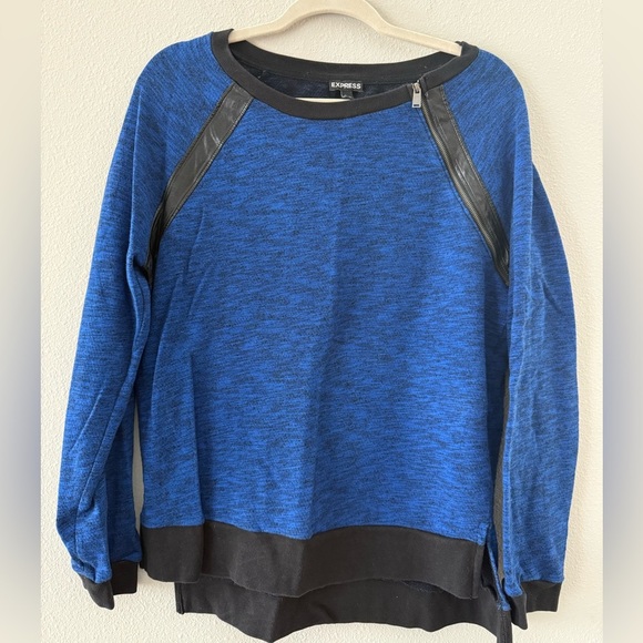 Express Blue and Black Knit Top - Picture 1 of 5